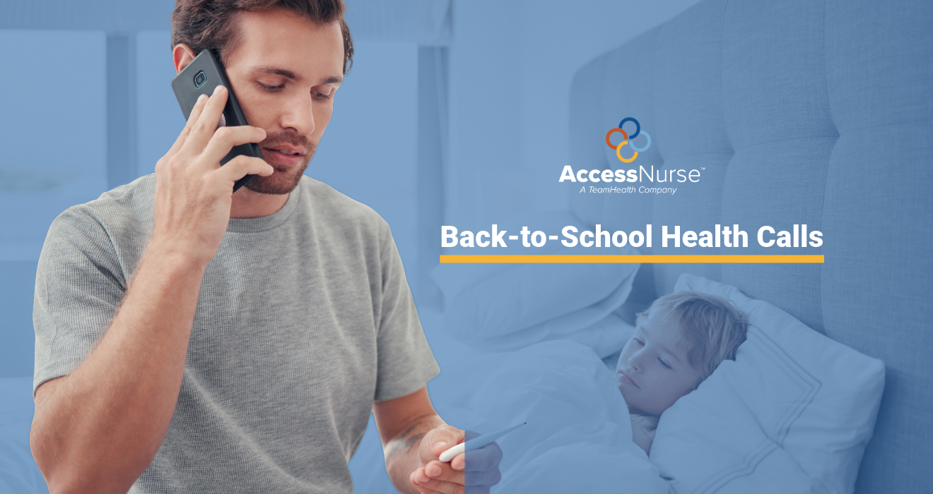 Man on Phone Calling About Sick Child in Bed